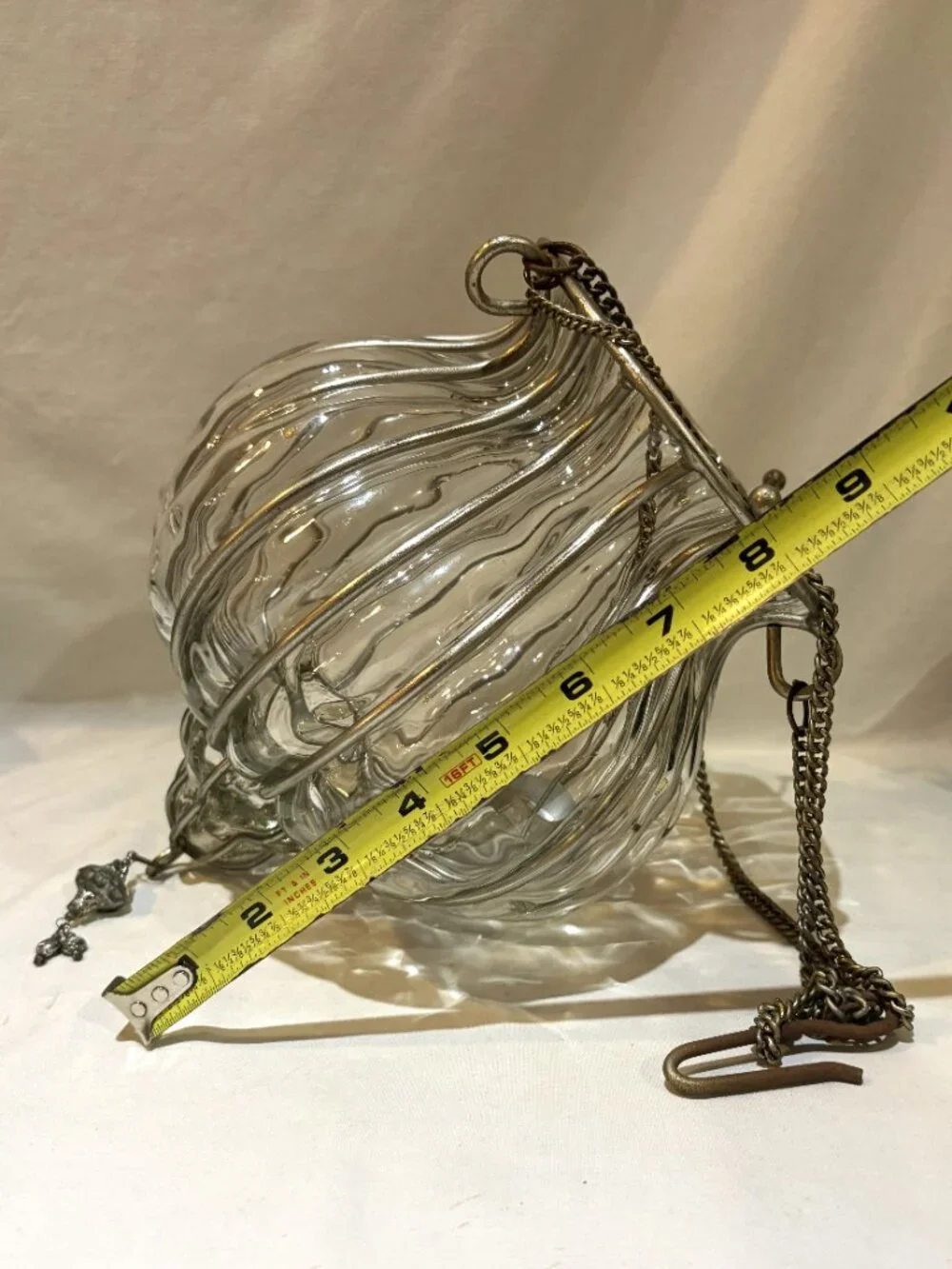 VTG Caged Glass Hanging Lantern Candle Votive Holder